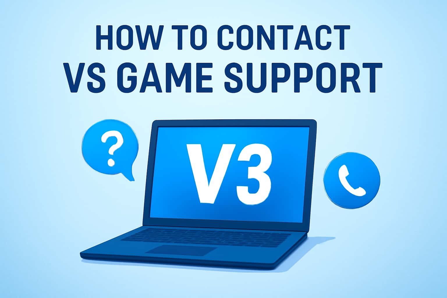 Informational scene depicting support options for V3 Game.