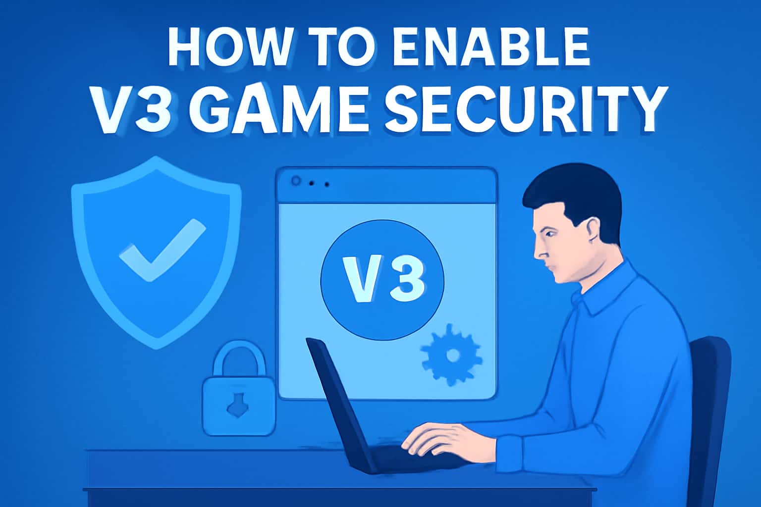 An informative graphic representing V3 Game Security features.