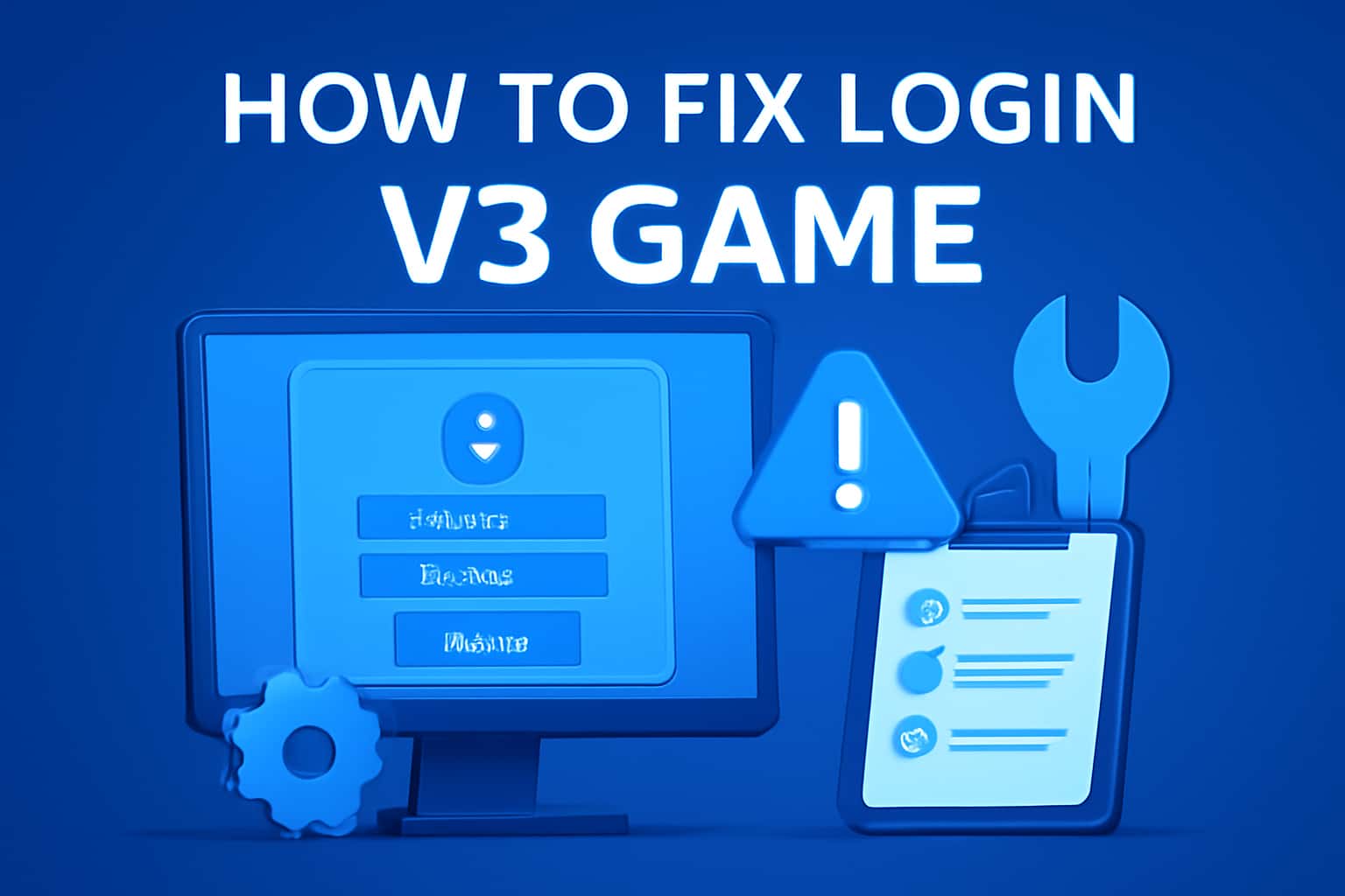 Illustration showing guidance on fixing login issues for V3 Game.