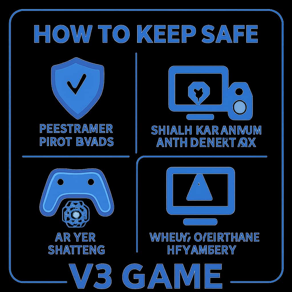 Illustration detailing the steps to secure V3 Game account.