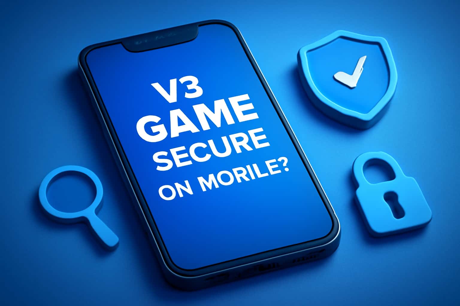 An informative scene showcasing mobile security for V3 Game.