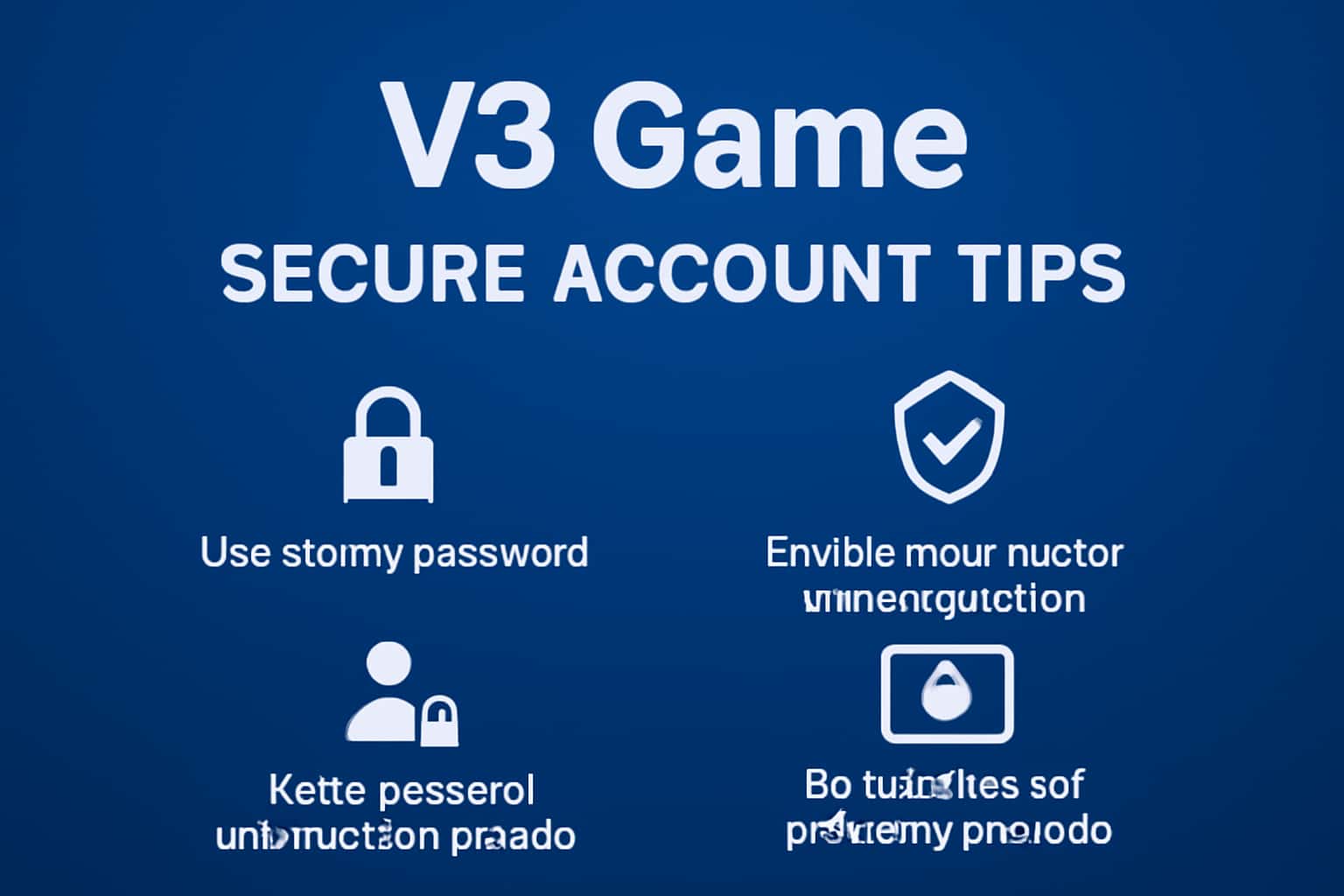 An informative scene illustrating security tips for V3 Game accounts.
