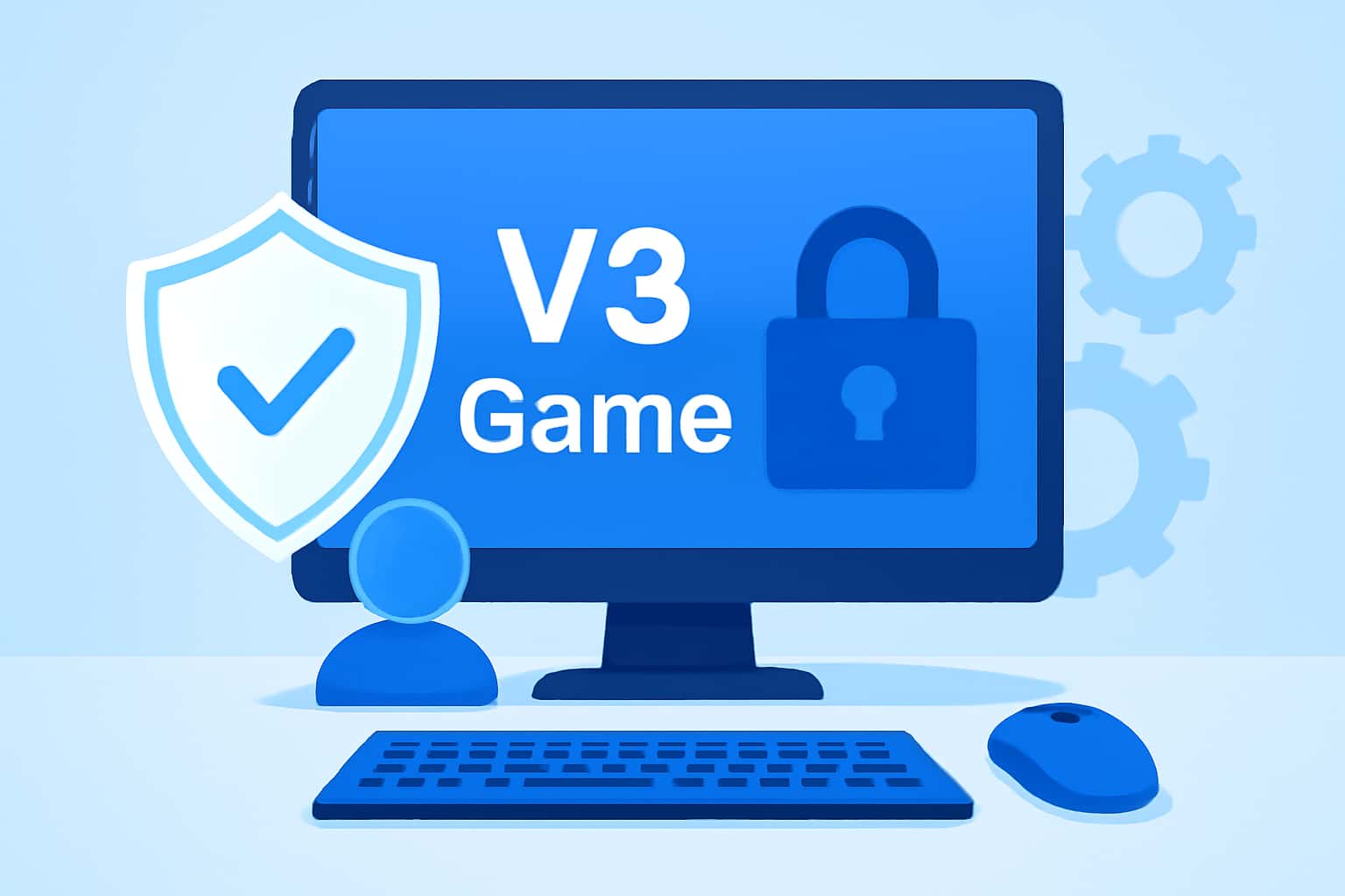 A neutral and informative scene illustrating the importance of securing a V3 Game account.