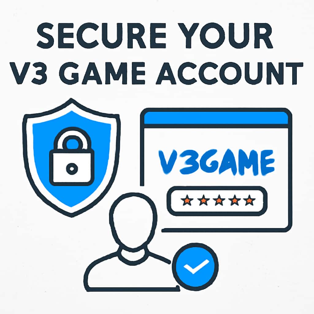 An educational diagram illustrating security steps for a V3 Game account.