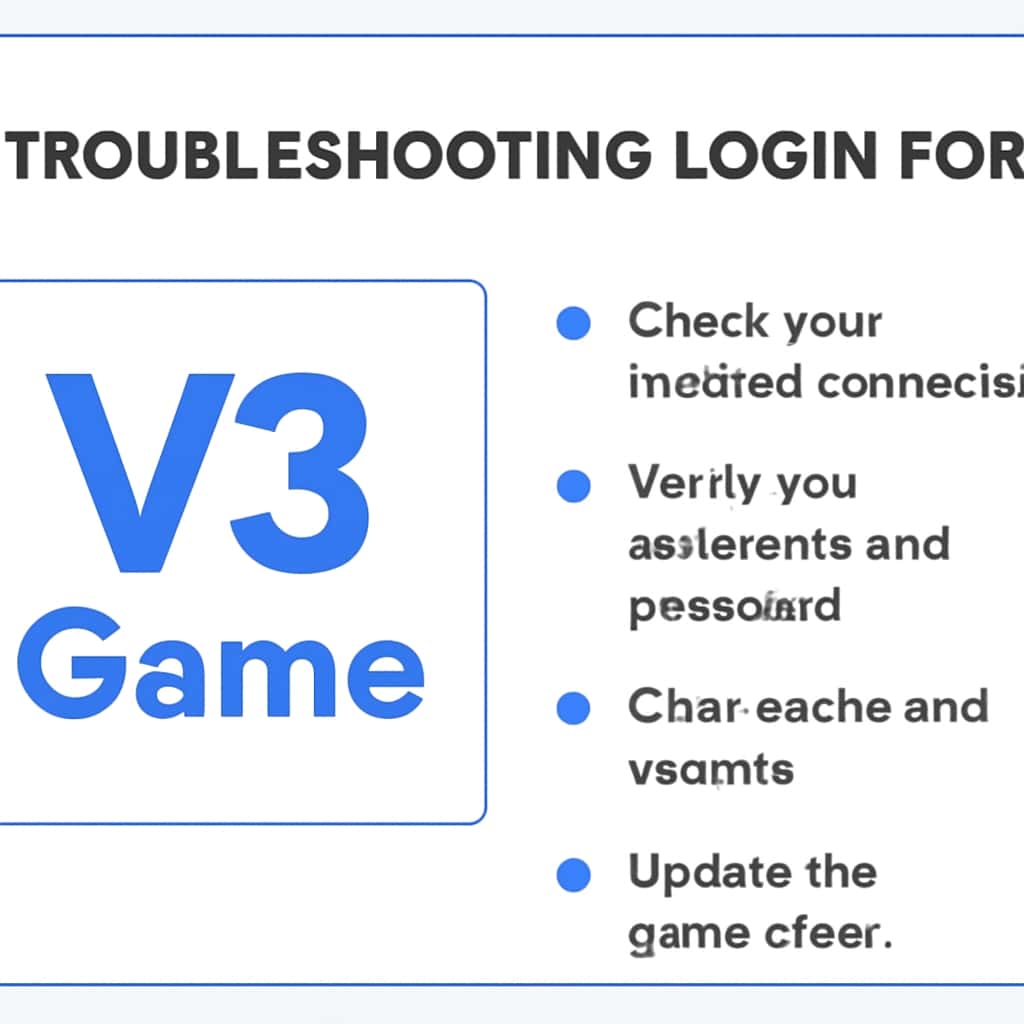 An educational diagram about troubleshooting login for V3 Game.