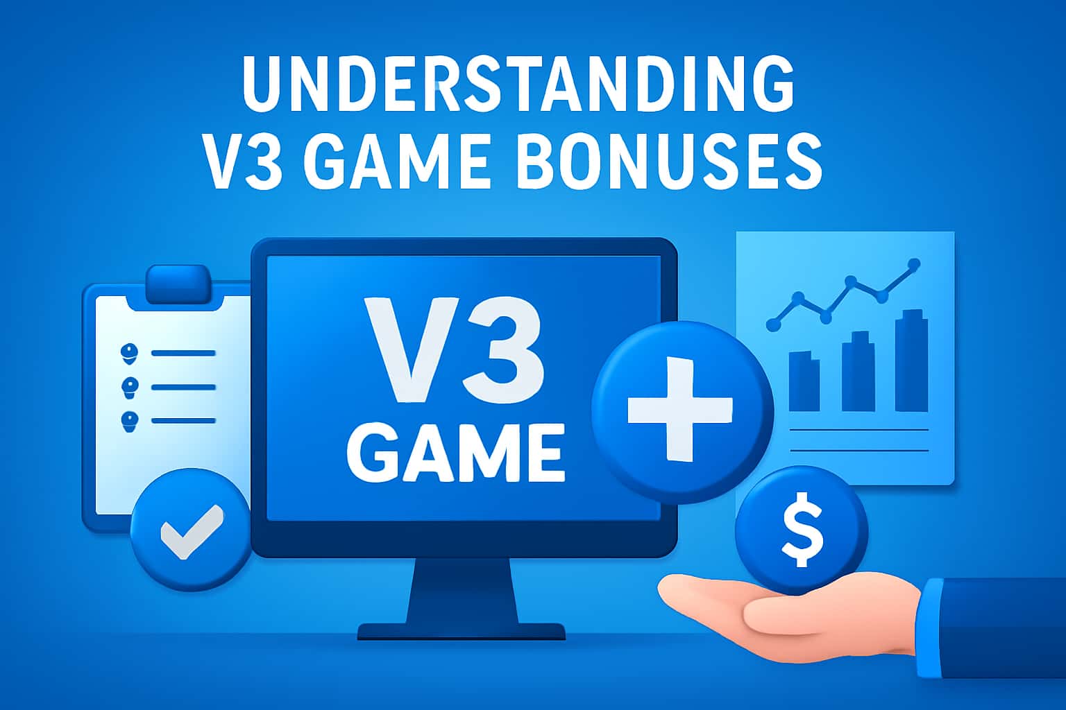 An educational visual representation of V3 Game Bonuses with prominent text.