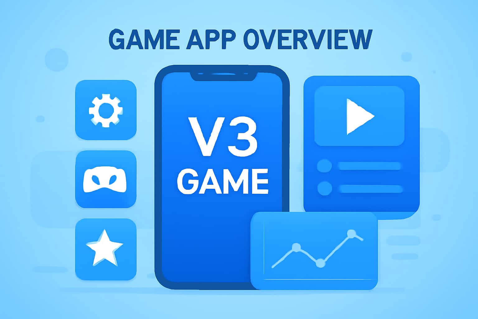 An informative graphic illustrating the V3 Game App Overview, showcasing its features.