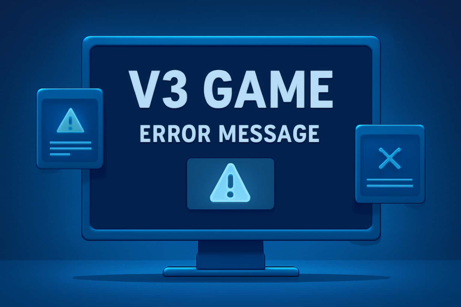 A visual representation of V3 Game Error Messages with neutral backgrounds and #1490f5 accents.
