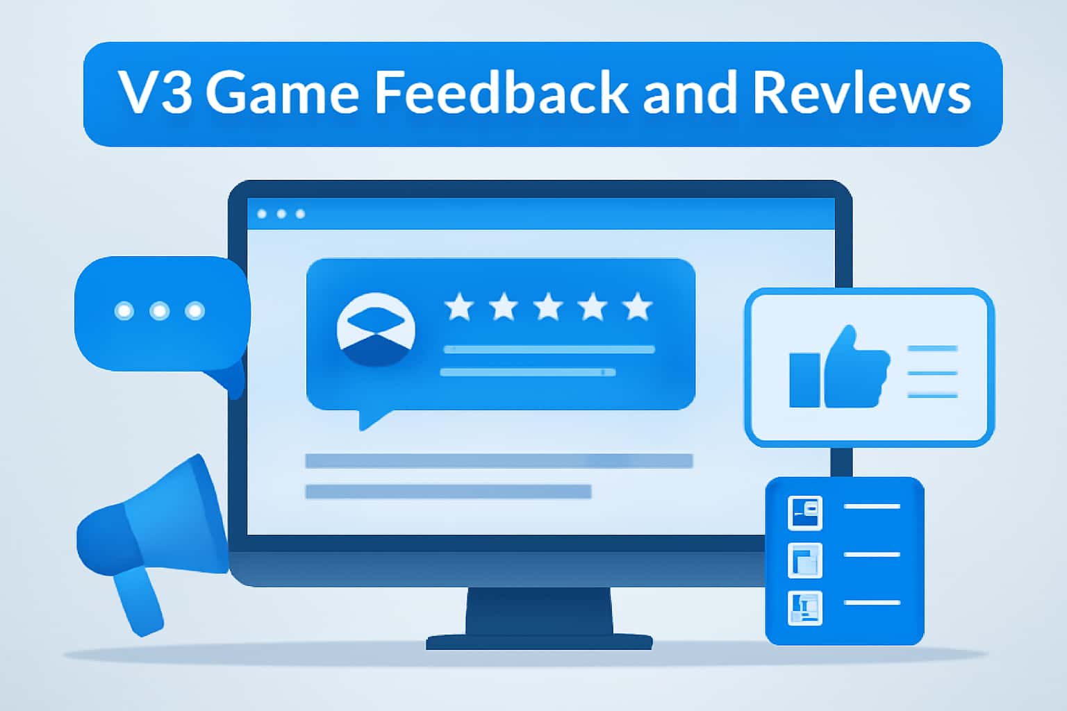 A futuristic scene showcasing the title V3 Game Feedback and Reviews with a high-tech design.