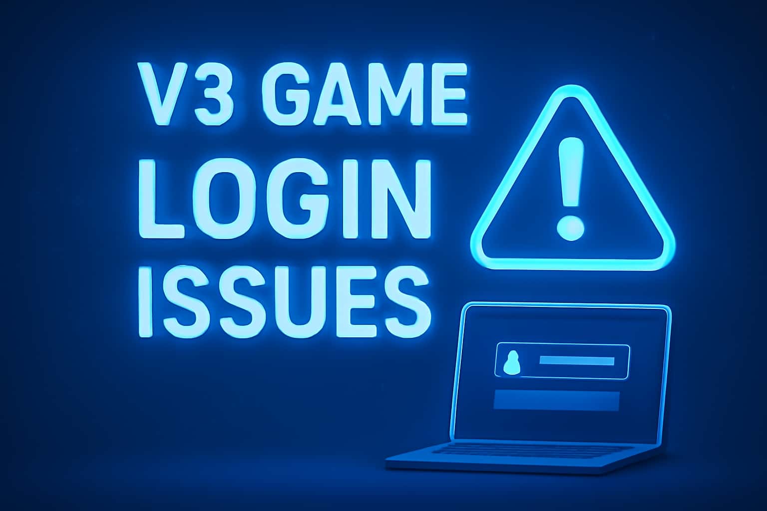 An illustrative scene depicting V3 Game login issues with relevant text.