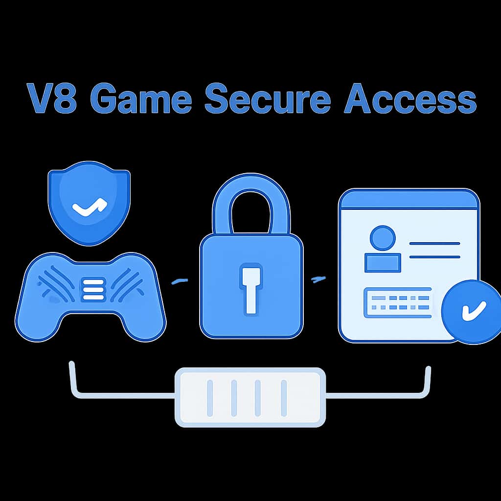 An educational diagram illustrating secure access steps for V3 Game.