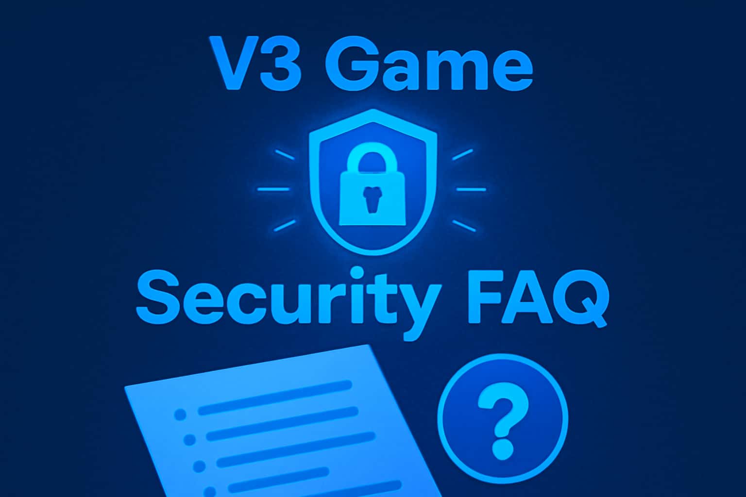 An informational scene illustrating V3 Game Security FAQs with clear text.